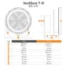 Dimensiuni tehnice VentZero T-R pentru canal Ø100 și Ø125