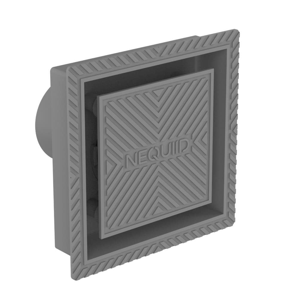 Ventilație ascunsă VentZero T-S 100 NEQUIID, vedere 3D cu racord posterior Ø100 mm