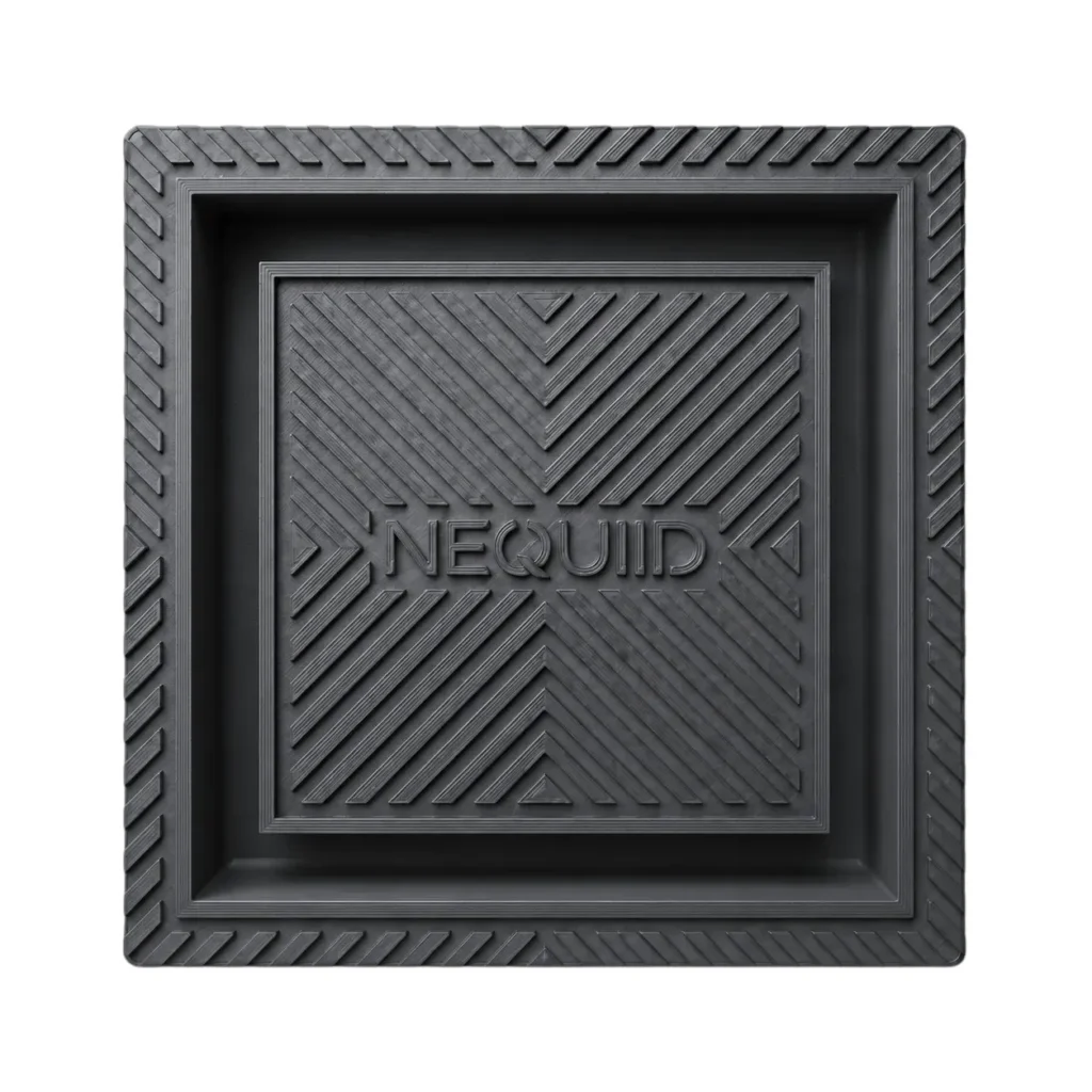 Grilă de ventilație ascunsă NEQUID VentZero pentru placare cu gresie, model pătrat negru