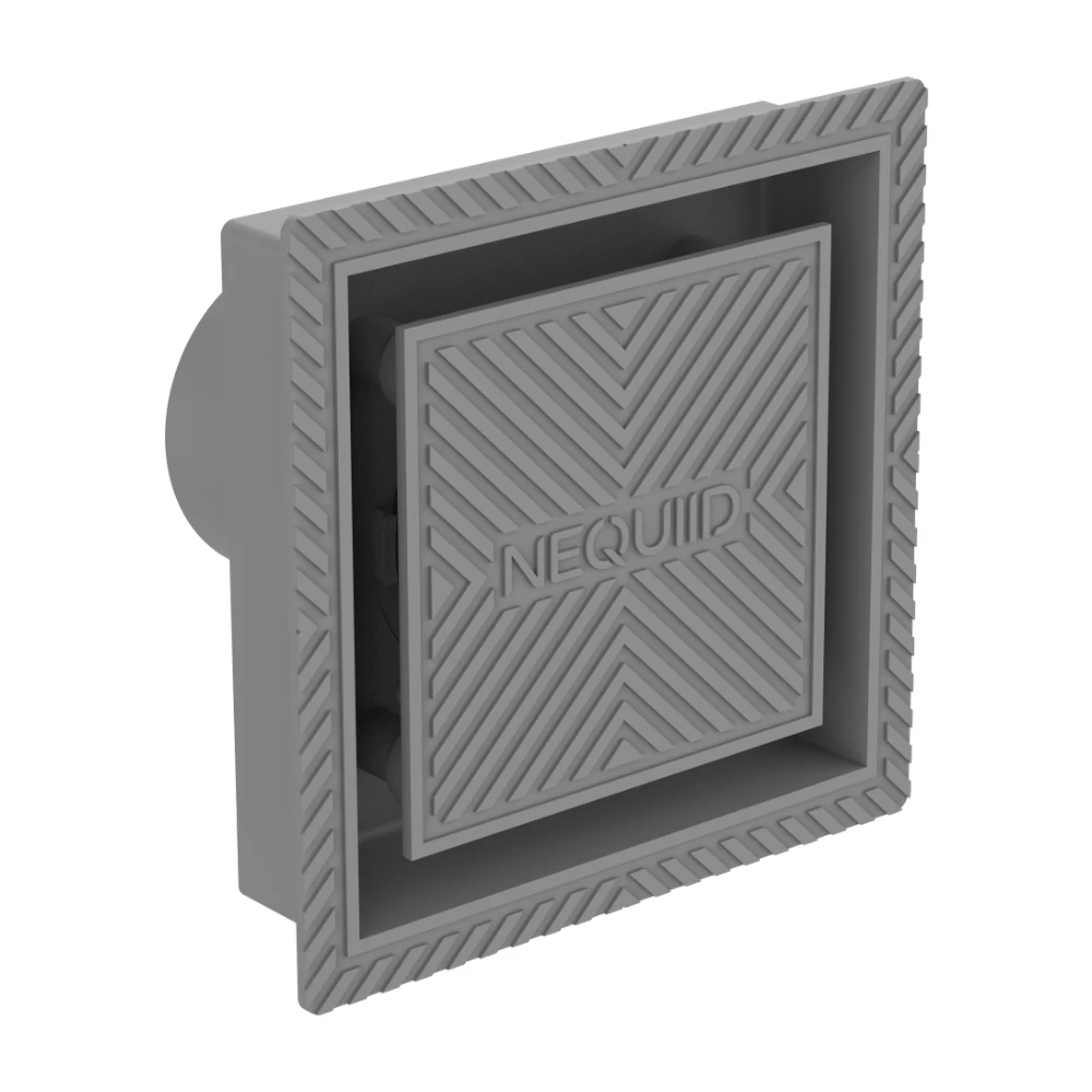 VentZero T-S, sistem pătrat de ventilație ascunsă sub gresie, vedere în perspectivă